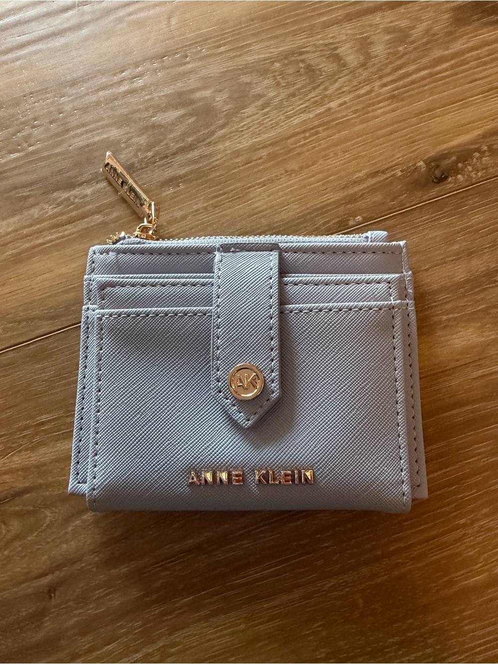 Anne Klein Pale Lavender Compact Card Holder with Gold Accents